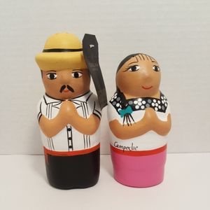 Tukulna Campeche Salt And Pepper Shaker Set Hand Painted Mexico Man Woman